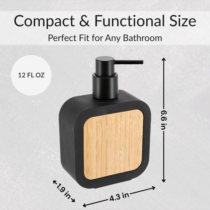 Contemporary Soap Dispenser Rubber and Wood - 4.3 L x 1.9 W x 6.6 H