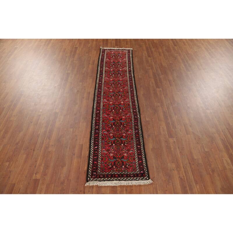Tribal / Geometric Gharajeh Persian Runner Rug Handmade Wool Carpet - 2'3" x 9'5"
