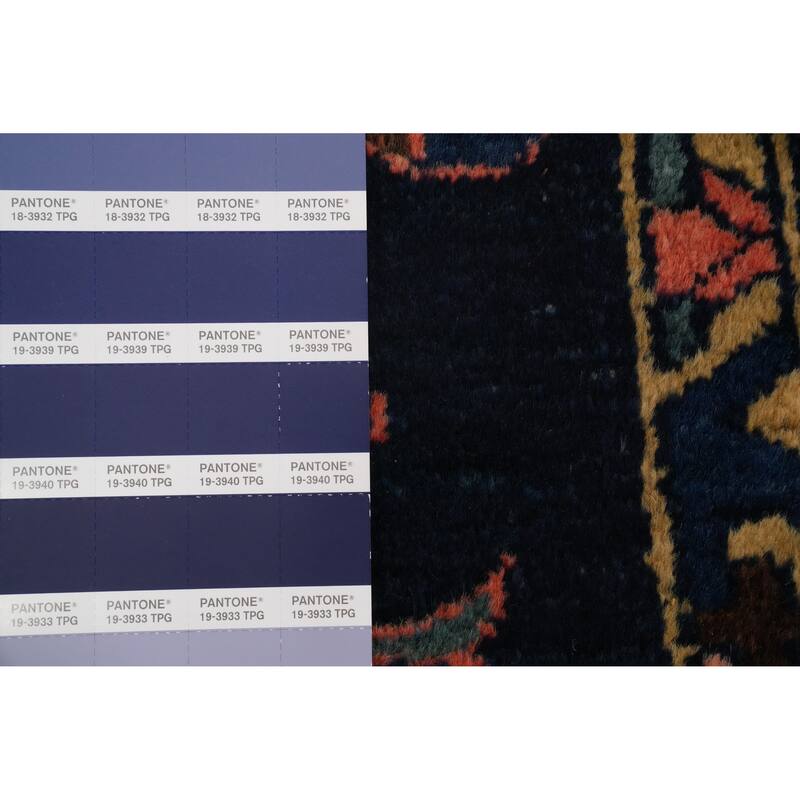 Hand Knotted Oriental 100% Wool Carpet Traditional Floral Navy Blue & Blues Lilian Area Rug - 4' 9'' X 3' 5''