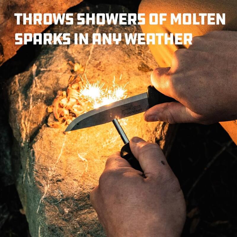 Companion Spark ‎Stainless Steel Fixed Blade Knife, Fire Starter - Red