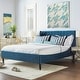 preview thumbnail 132 of 193, Aspen Upholstered Channel Tufted Platform Bed Satin Teal Blue Velvet - Queen