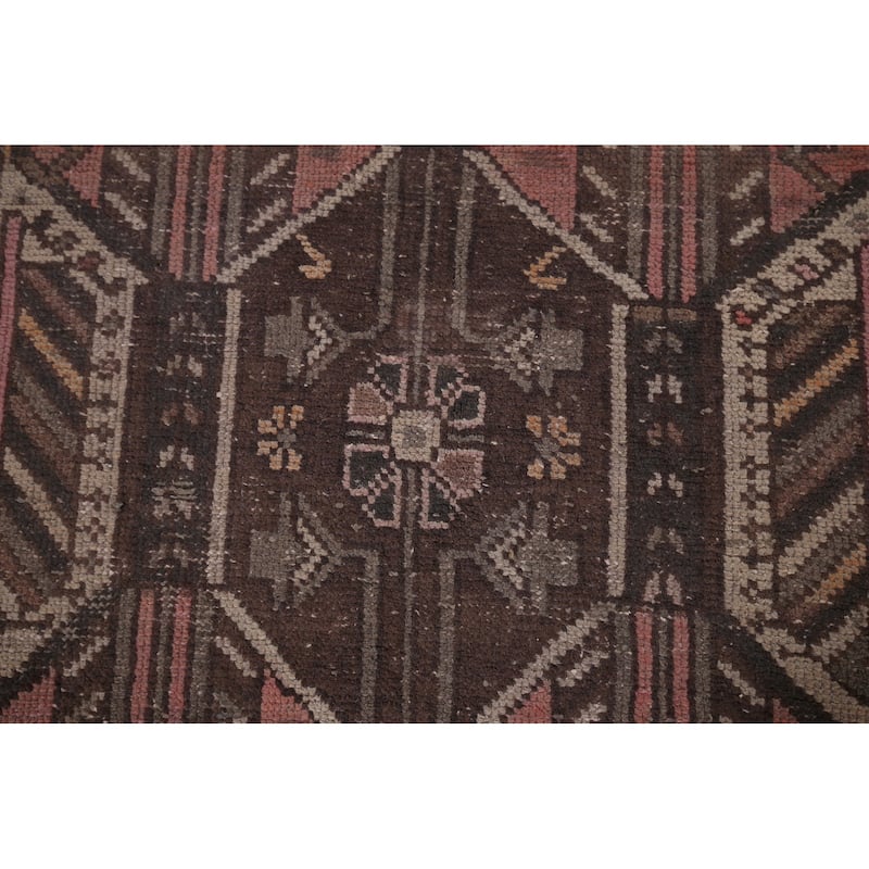 Distressed Bakhtiari Persian Runner Rug Handmade Wool Carpet - 3'5" x 10'0"