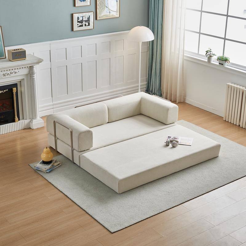 3-Seater Corduroy Sofa Bed, Multi-Functional Compact, Easy Assembly