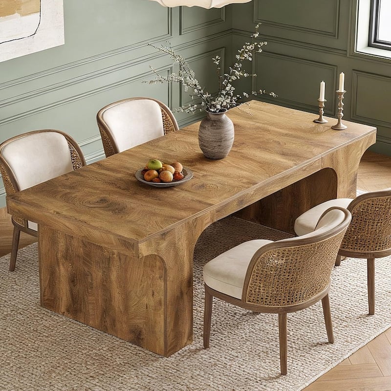 71" Large Wood Dining Table, Rectangular Kitchen Table, Dinner Accent Gathering Table