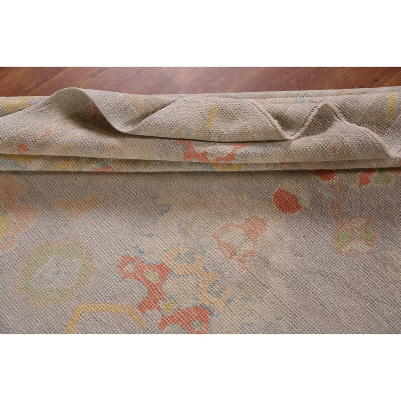 Hand Knotted Oriental 100% Wool Carpet Transitional All-Over Purples Oushak Area Rug - 9' 9'' X 7' 11''