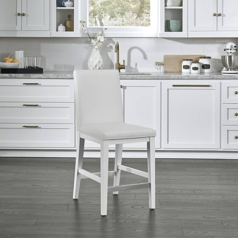 Homestyles Linear White Wood Counter Stool - Single - Counter Height - 23-28 in.