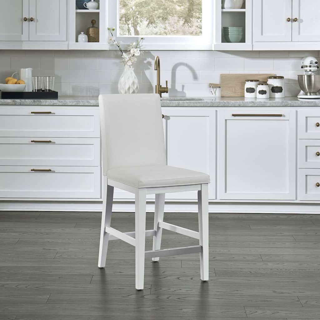 Homestyles Linear White Wood Counter Stool