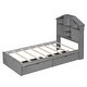 preview thumbnail 51 of 49, Storage Platform Bed Teens Single Bed Twin or Full Bed Frame with High Headboard and 5 Storage Shelves, Under-bed 2 Drawers