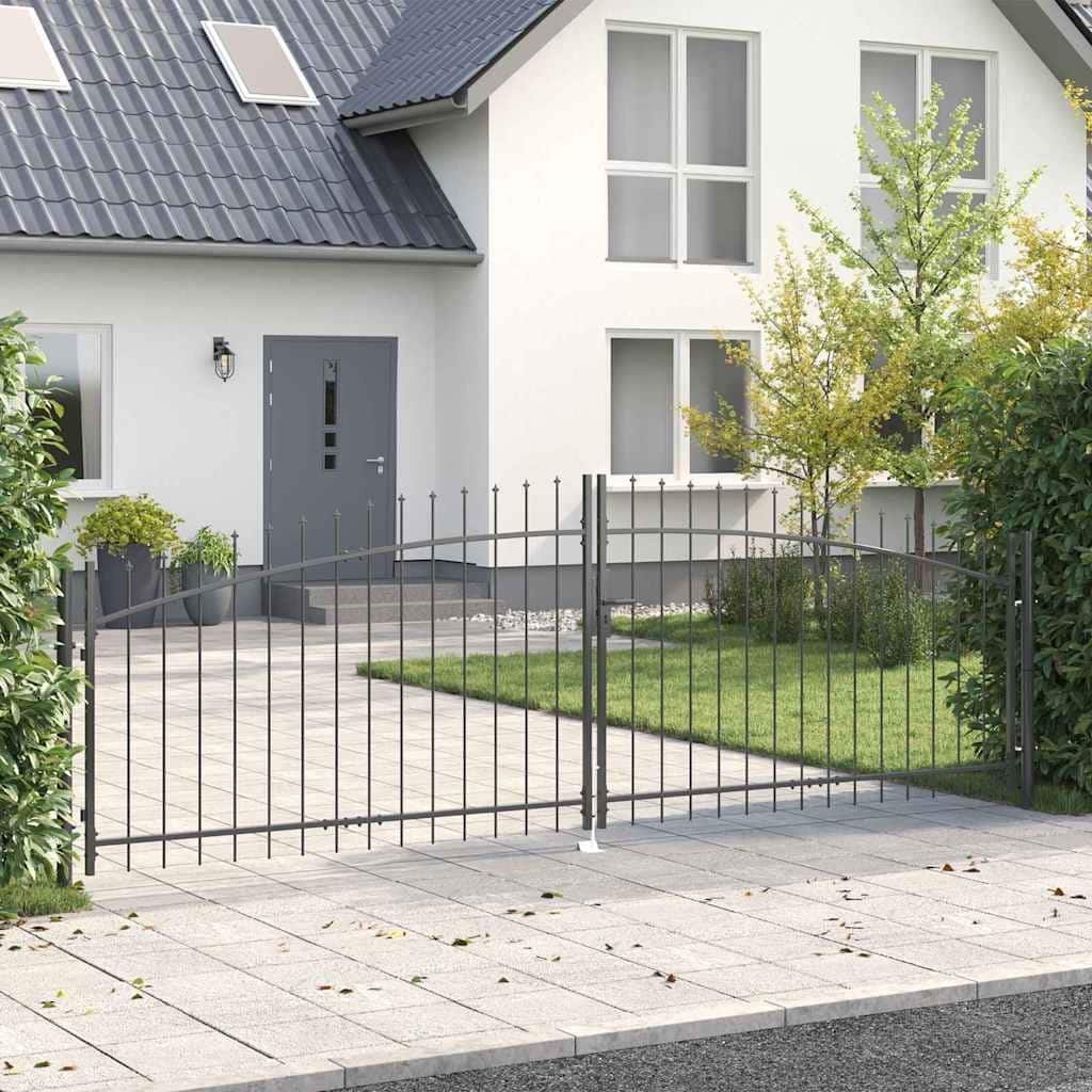 vidaXL Double Gate with Lock Grey 400 x 199.5 cm Steel