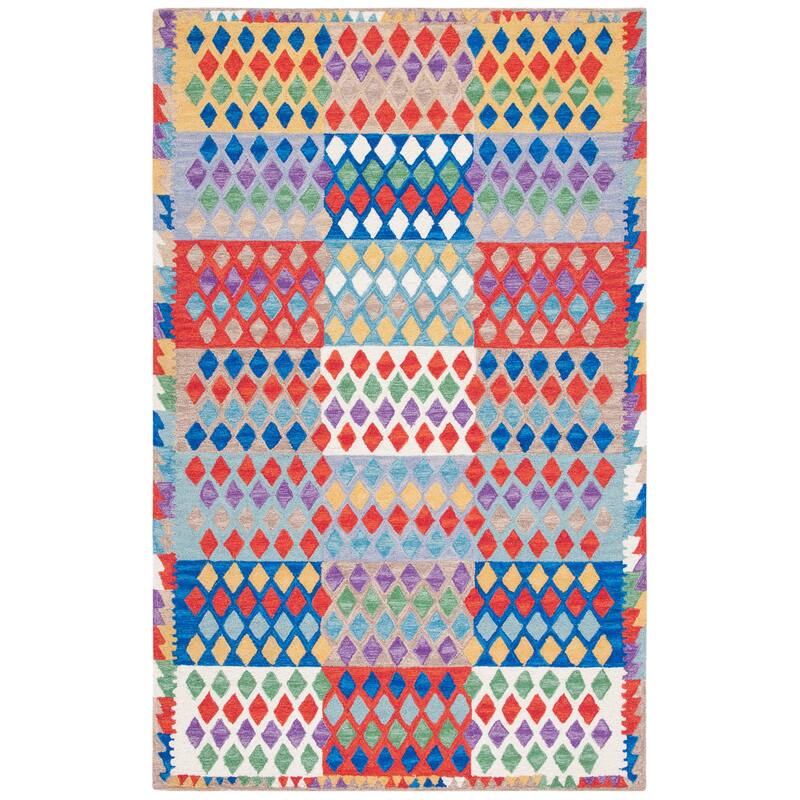 SAFAVIEH Handmade Aspen Arnalda Boho Wool Rug - 7' Square - Red/Blue
