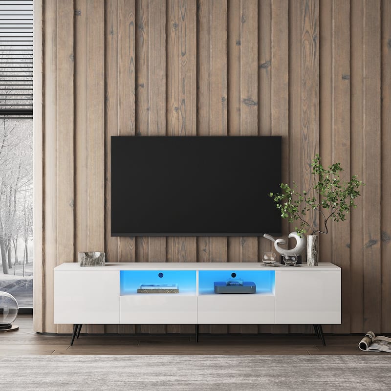 Modern TV stand w/Remote Control Lights Entertainment Center TV