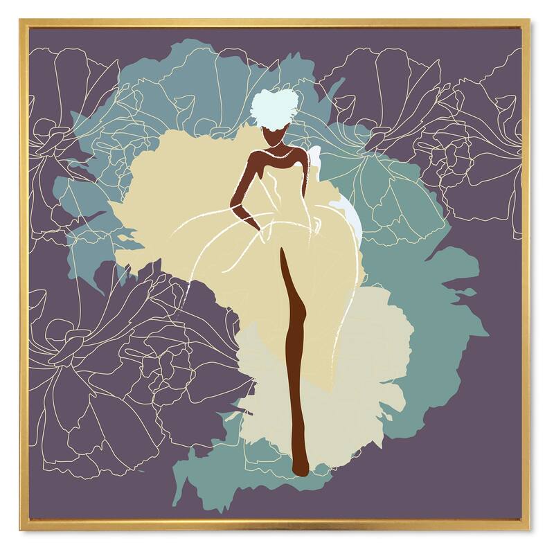 Designart "African American Woman In Gorgeous Wedding Dress" Modern Framed Canvas Wall Art Print