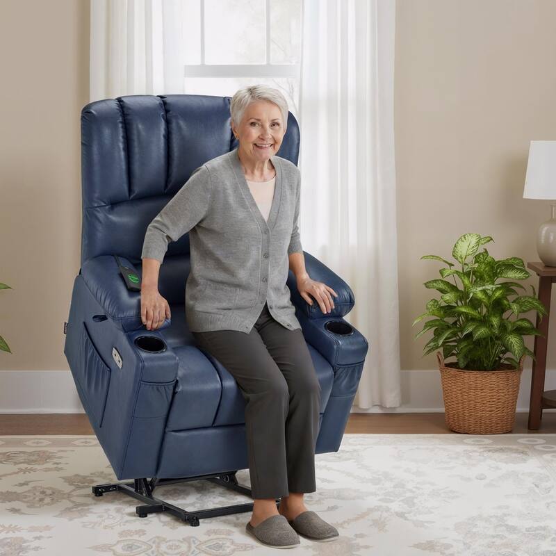 MCombo Power Lift Recliner Chair, Massage and Heat for Elderly, Extended Footrest,Cup Holders, USB Ports 7095
