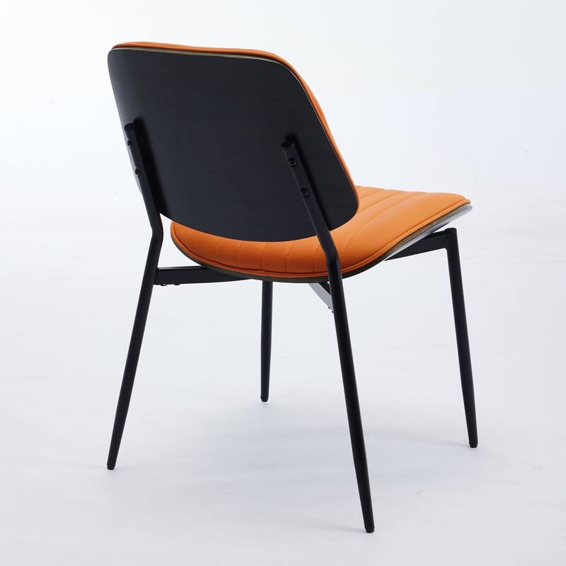 Roomfitters Mid-Century Modern Dining Chairs Set of 2, Faux Leather Upholstered Walnut Bentwood Dining Chairs with Metal Legs