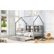 preview thumbnail 33 of 45, Modern Full Size House Bed Kids Bed with Trundle and Shelf,Solid Construction