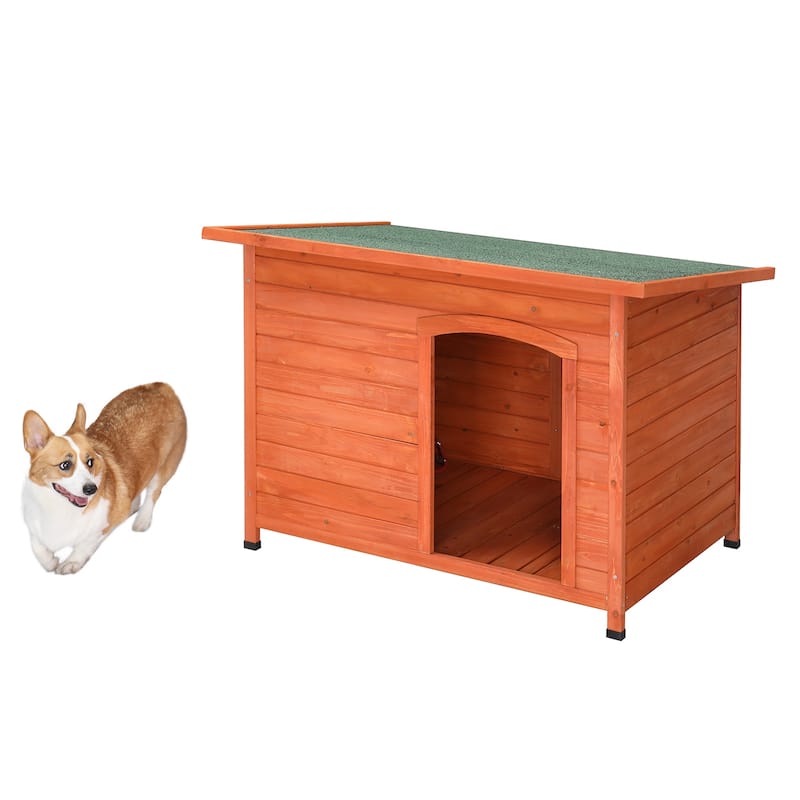 Natural Wood Color Large Size Waterproof Wood Dog House Pet Shelter
