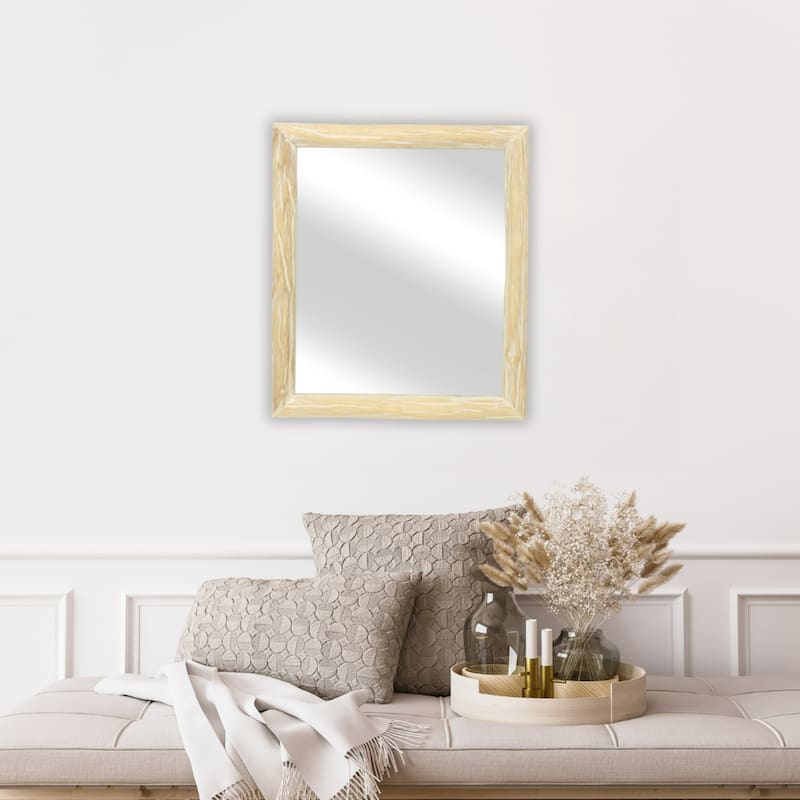 Handmade Rectangular Framed Wall Mirror - White - 20"