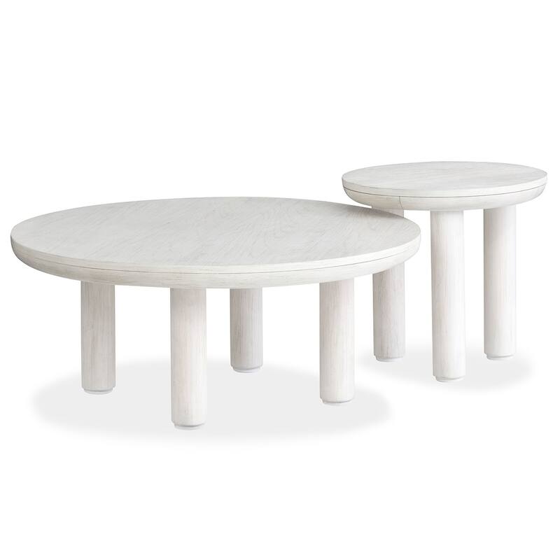 Magnussen Home Sunset Cove Moonlight Pearl Nesting Cocktail Table with Casters - 38''W x 38''D x 16''H