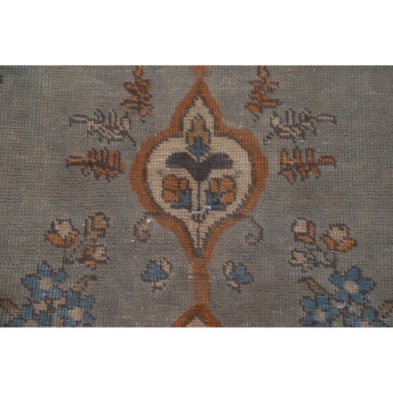 Hand Knotted Oriental 100% Wool Carpet Traditional Medallion Greys & Charcoal Tabriz Area Rug - 9' 7'' X 6' 8''