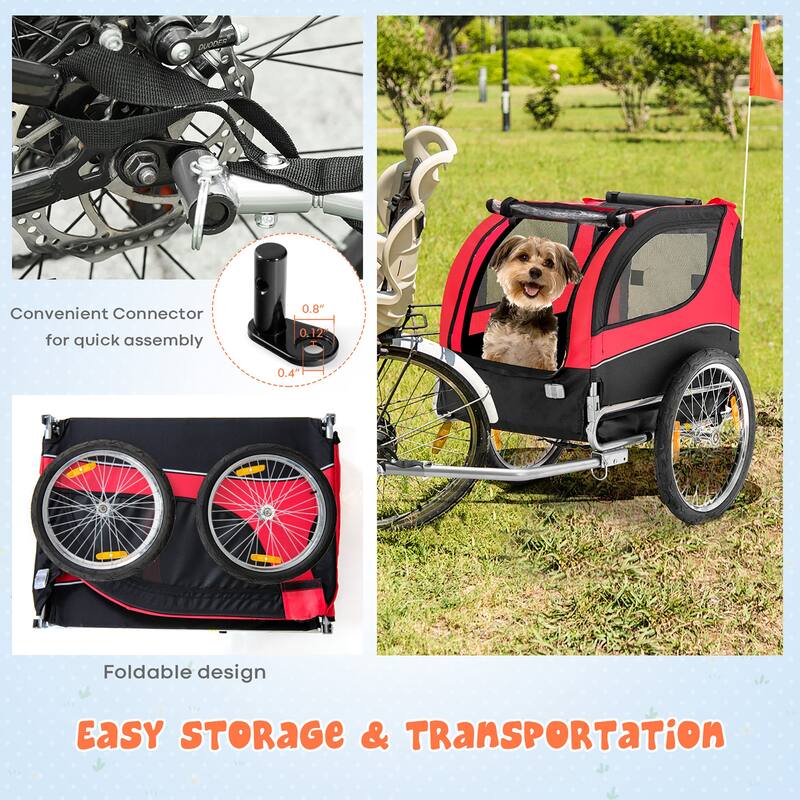 Costway Dog Bike Trailer Foldable Pet Cart with 3 Entrances for - See Details