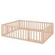 preview thumbnail 12 of 12, Queen Size Wood Floor Bed Frame with Fence and Door Montessori Floor Bed with Rails for Kids Boys & Girls