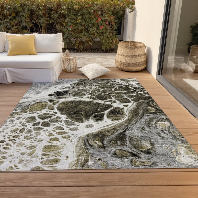 Machine Washable Indoor/ Outdoor Chantille Abstract Contemporary Rug