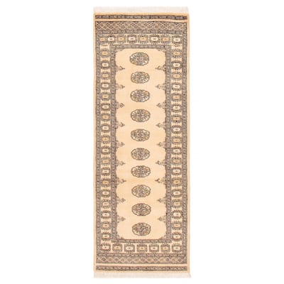 ECARPETGALLERY Hand-knotted Peshawar Bokhara Ivory Wool Rug - 2'6 x 6'9