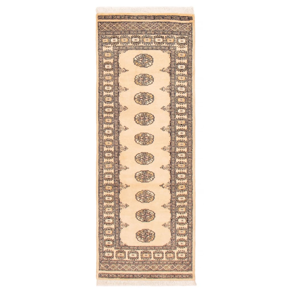 ECARPETGALLERY Hand-knotted Peshawar Bokhara Ivory Wool Rug - 2'6 x 6'9