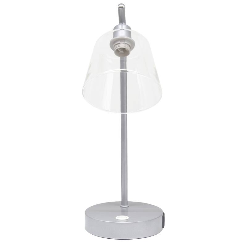 Curved Arm Desk Lamp with Glass Shade - 15.75" - Silver