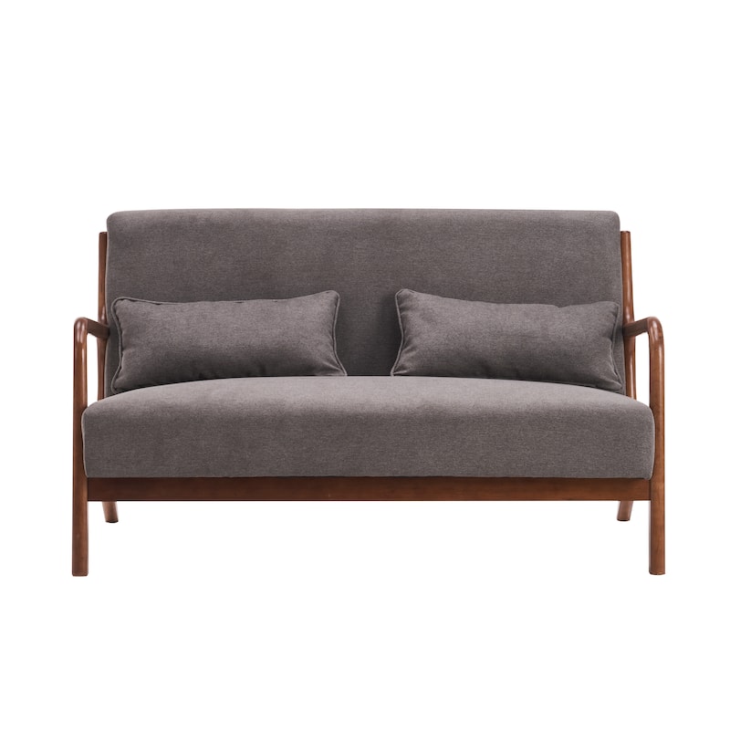 Porthos Home Juno Fabric Loveseat Small Couch Sofa with Pillows, Rubberwood Frame