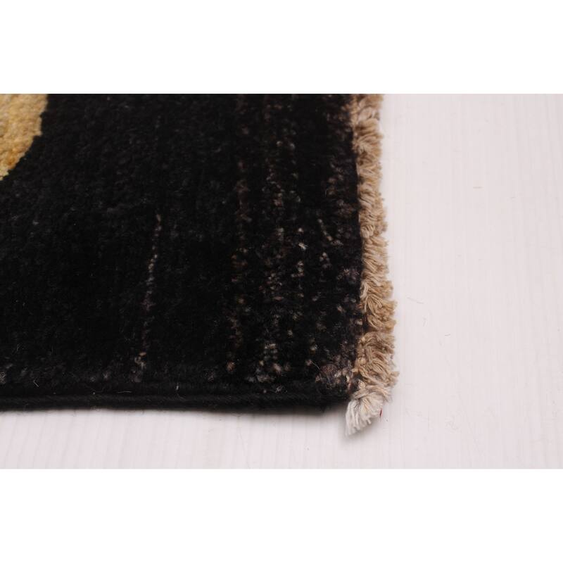 ECARPETGALLERY Hand-knotted Finest Peshawar Ziegler Black Wool Rug - 6'8 x 9'7