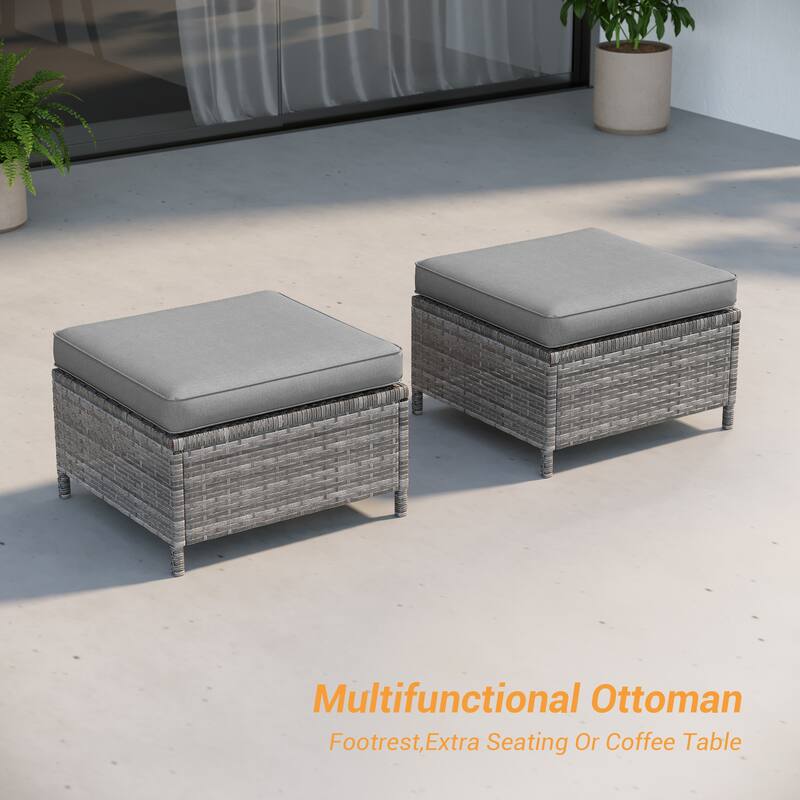 LIVOOSUN 3Pcs Patio Furniture Conversation Brown Rattan Patio Sofa Set