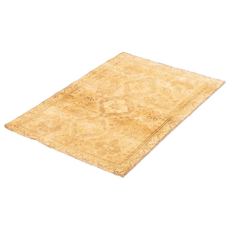 ECARPETGALLERY Hand-knotted Antalya Vintage Light Brown Wool Rug - 3'5 x 4'10