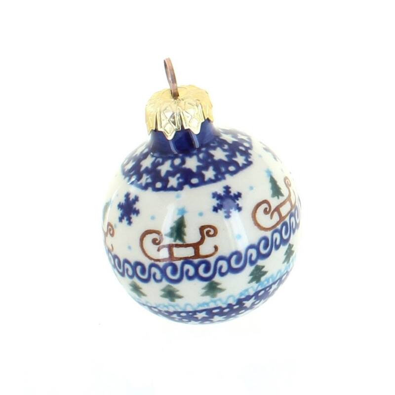 Blue Rose Polish Pottery Vena Small Christmas Ball