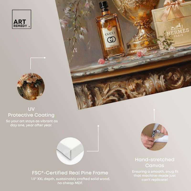 Classical Vase Tans and Floral Canvas by Art Remedy, Gallery Wrapped