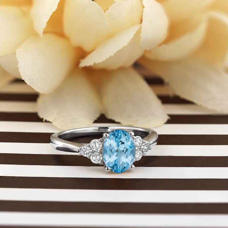 Auriya 1 1/10ct Oval Sky Blue Topaz and Diamond Engagement Ring 1/4ctw 14k Gold