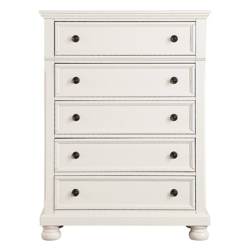 3-Pieces White Bedroom Furniture Set Bed Nightstand Chest