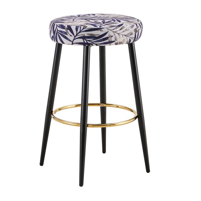 Counter Height Bar Stools Set of 2, PU Upholstered Dining Chair Stools 24 Inches Height with Footrest velvet