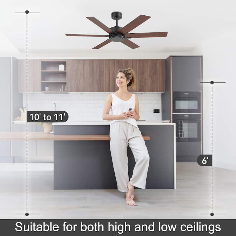 48/56/60 Inch Reversible Blade Ceiling Fan No Light with Remote Control