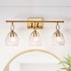 preview thumbnail 1 of 10, Blobfish Modern Gold 3-Light Bathroom Vanity Lights Glass Wall Sconces - L 21.6" x W 6.5" x H 11"