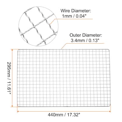 Square BBQ Grill Net 17.3"x11.6" Stainless Steel Barbecue Mesh for Baking