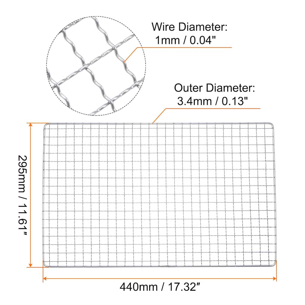 Square BBQ Grill Net 17.3"x11.6" Stainless Steel Barbecue Mesh for Baking