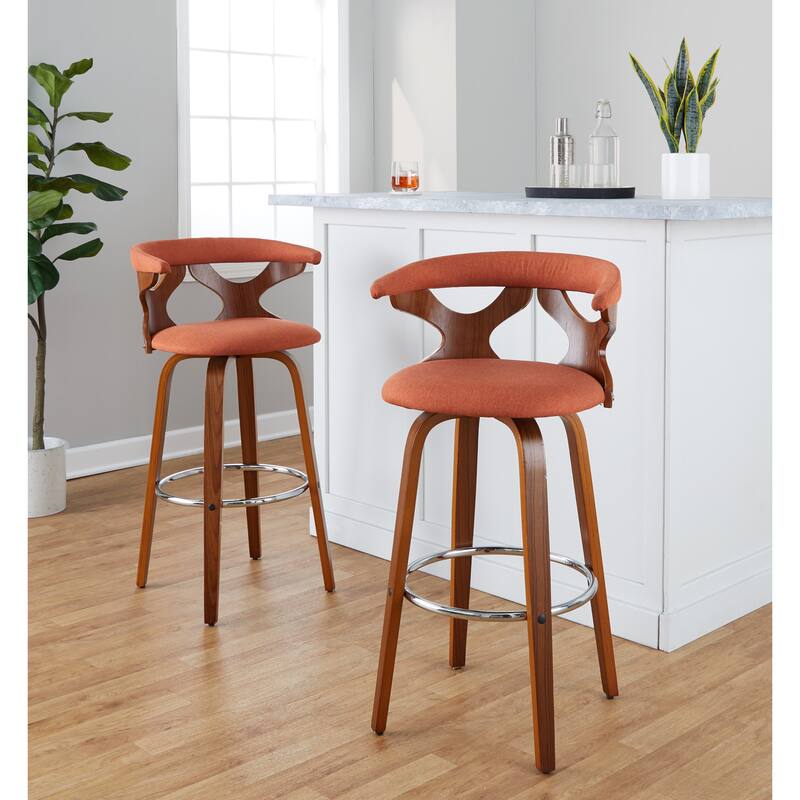 Carson Carrington Viby 30" Fixed-Height Bar Stool with Bent Wood Legs & Round Footrest (Set of 2)