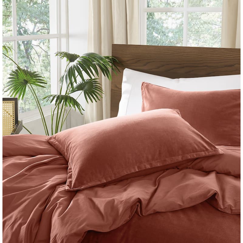 Brooklyn Loom Matte Cotton Velvet 3 Piece Duvet Cover Set