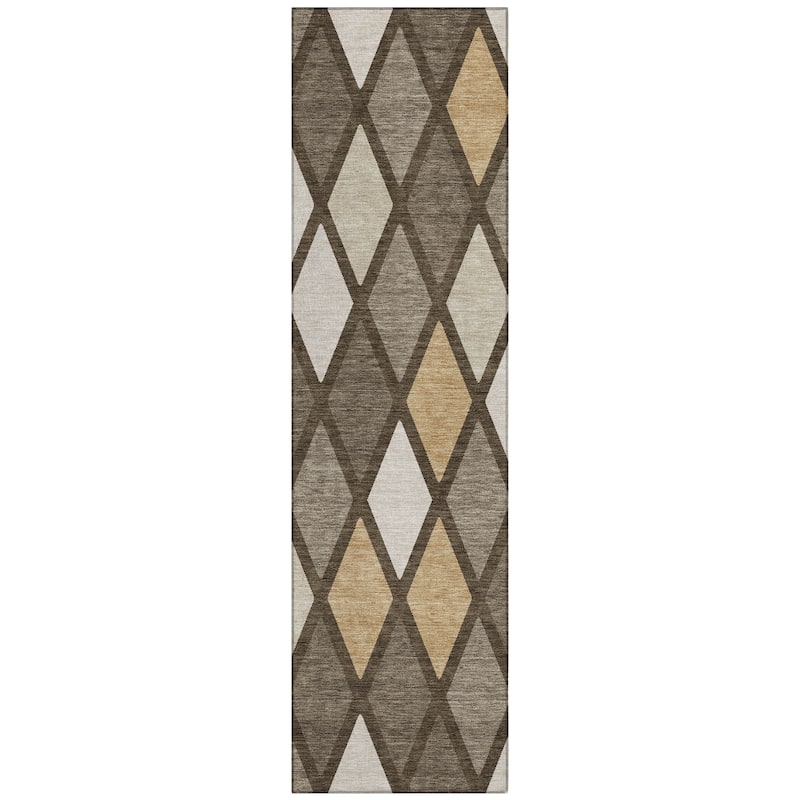 Machine Washable Indoor/ Outdoor Chantille Diamond Prism Rug