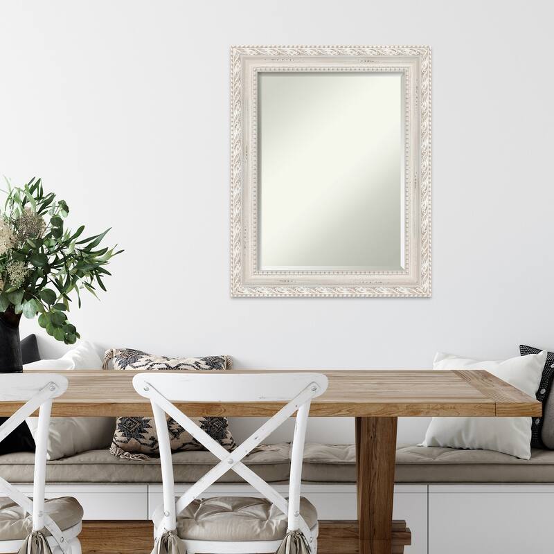 Opera Off White Beveled Wood Framed Wall Mirror - Opera Off White