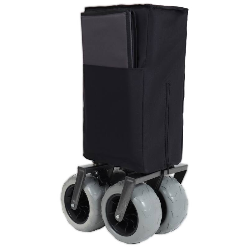 Push-Pull Folding Wagon w/ Rotating Handle, Beach Tires, 300L Capacity
