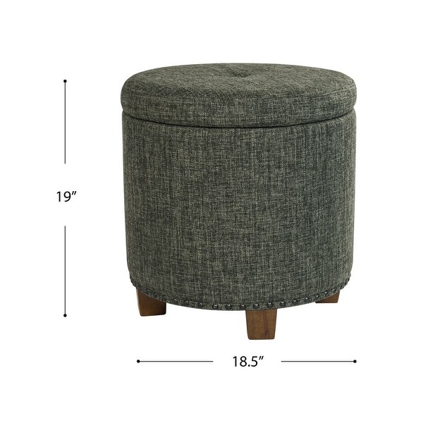 dimension image slide 0 of 5, HomePop Storage Ottoman with Nailheads