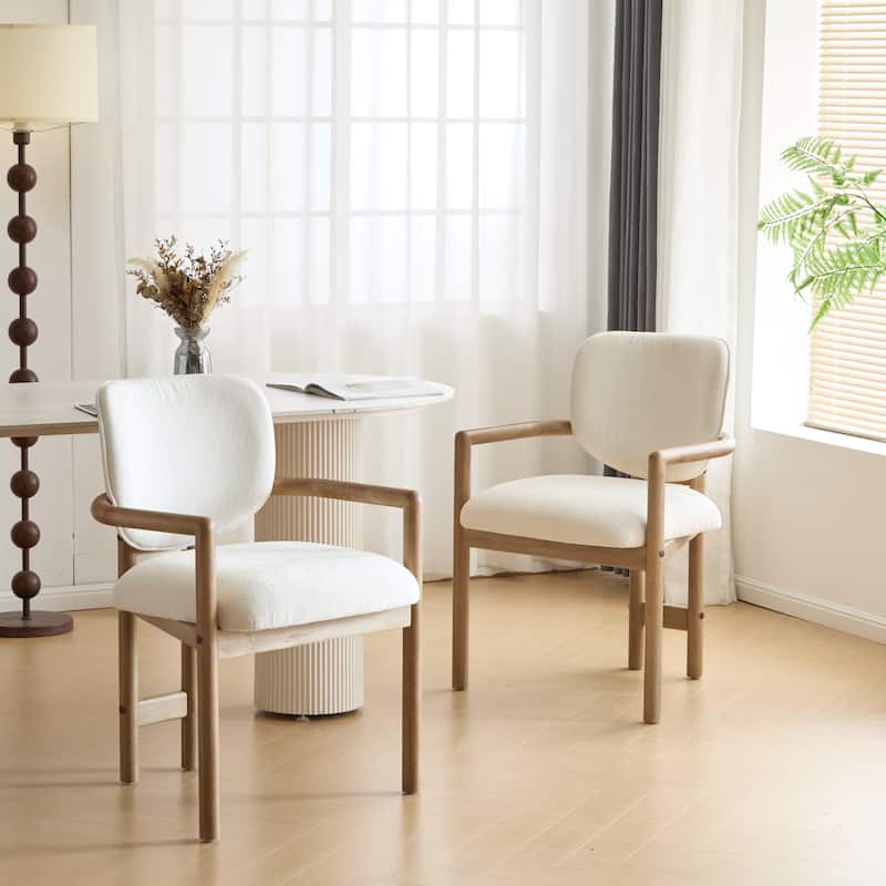 Christopher Knight Home - Harper Mordern Upholstered Rubberwood Arm Dining Chairs (Set of 2) - White
