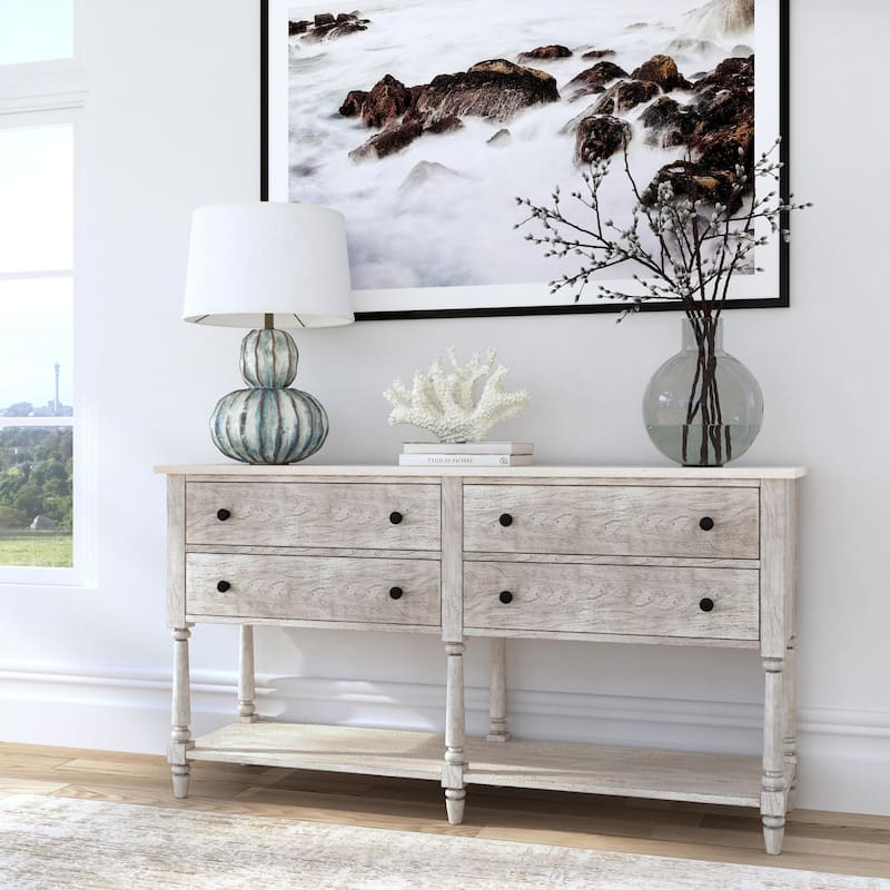 Danielle Genuine Marble 4-Drawer Sideboard - Rustic Gray